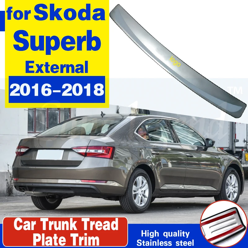

Для Skoda superb космического аппарата изгой 2016 2017 2018 Сталь Задний бампер протектор Подоконник задний багажник Защитная крышка отделка автомоби...
