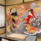 Настенная 3D Бумага в японском стиле Ukiyo-e Geisha Sakura 3D для суши ресторана Izakaya отеля татами Декор настенная 3D Бумага