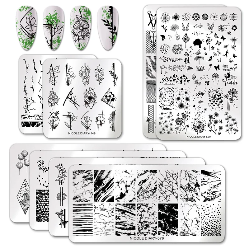 Трафареты NICOLE DIARY для стемпинга ногтей инструменты нанесения изображения
