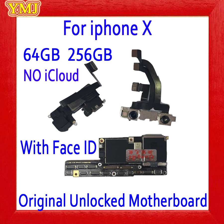 

Factory Unlocked 64GB 256GB Mainboard For IPhone X 100% Original Motherboard With/Without Face ID Logic Board Full Chips Tested