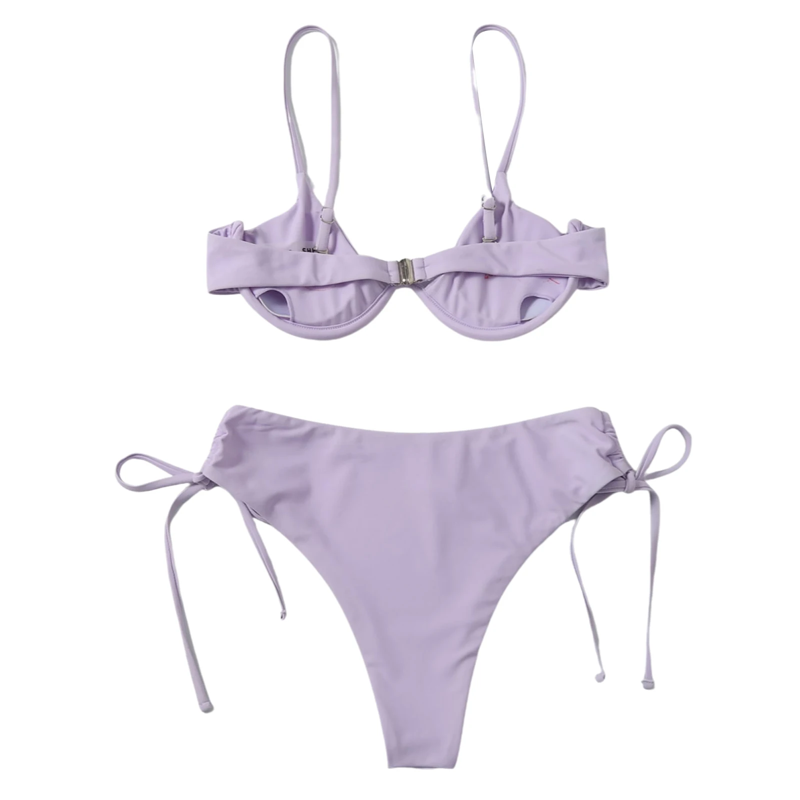 Женский комплект бикини на косточках летний однотонный Бразильский купальный