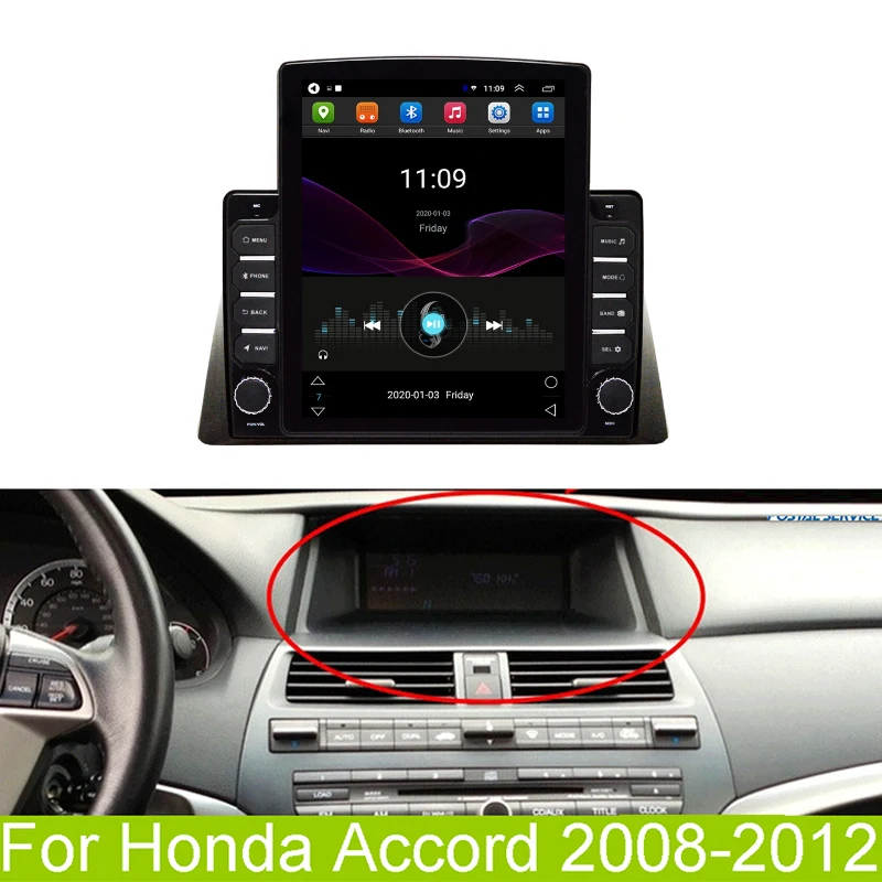 

9.7 " Radio Stereo BT FM GPS Player with Knob Button 2 + 32GB Android 9.1 Quad Core for Honda Accord 2008-2012