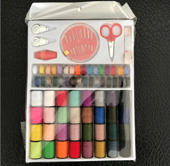 64Pcs Set needle box Мини Портативная швейная машина портативная швейная машина цветные нитки для швейной машинки Набор домашнего шитья DIY многофункциональная швейная коробка ZXH - Цвет: 64Pcs Set needle box