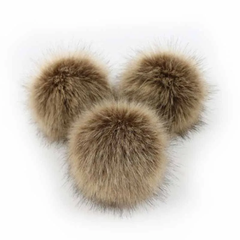 Большой помпон из натурального меха енота, 10 см, цветной помпон с кнопкой для вязания, шапки для самостоятельного вязания, шапки s для вязаной шапки