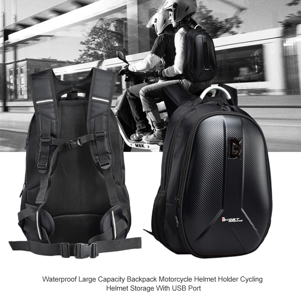 

Motorcycle storage bag Luggage Pack Motorcycle Helmet Holder Cycling Seat Bags Outdoor Riding Backpack With USB Port