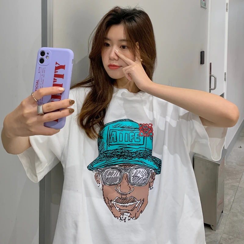 Винтажная футболка в японском стиле с коротким рукавом женская летняя свободная