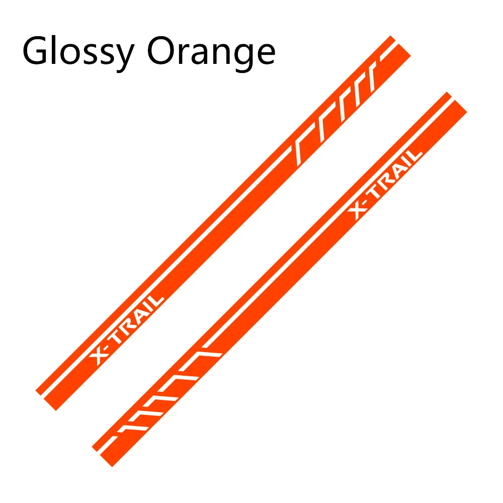 Glossy Orange 2 шт. автомобильные боковые полосы наклейки для NISSAN X-TRAIL DIY Автомобильная виниловая пленка Стайлинг наклейка украшение автомобиля Принадлежности для тюнинга - Название цвета: Glossy Orange