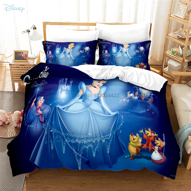 

Blue Disney Princess 3d Printed Bedding Set Cartoon Pattern Duvet Cover Set Pillowcase for Boys Girls Kids Adult Baby Bedclothes