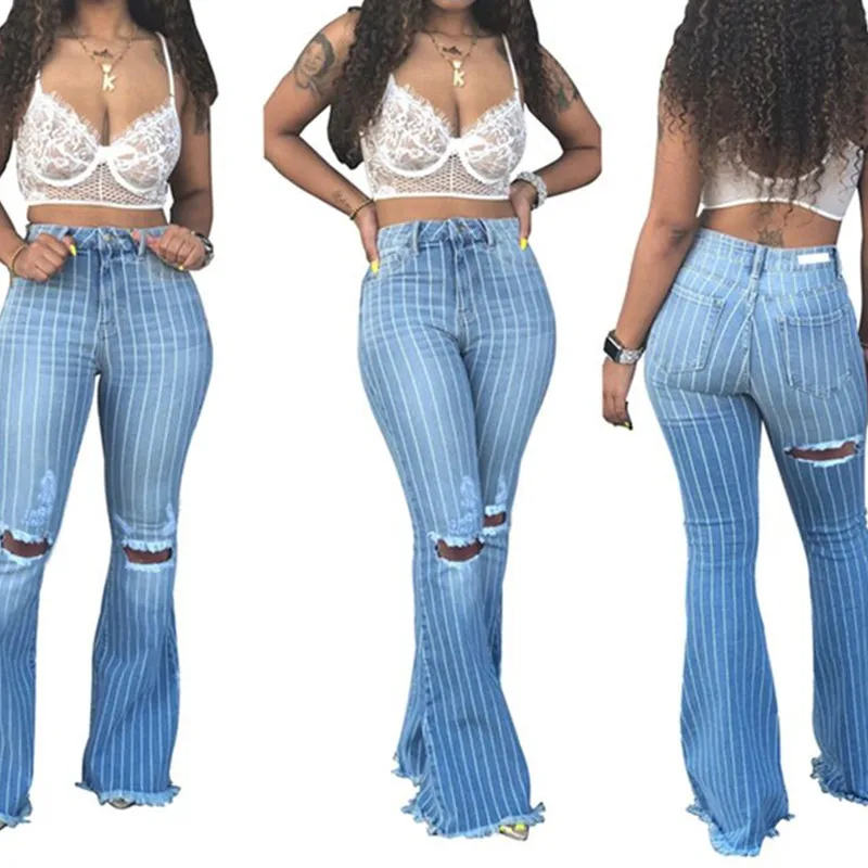 

2021 European and American spring and autumn models stretch wide leg flared jeans women skinny jeans woman