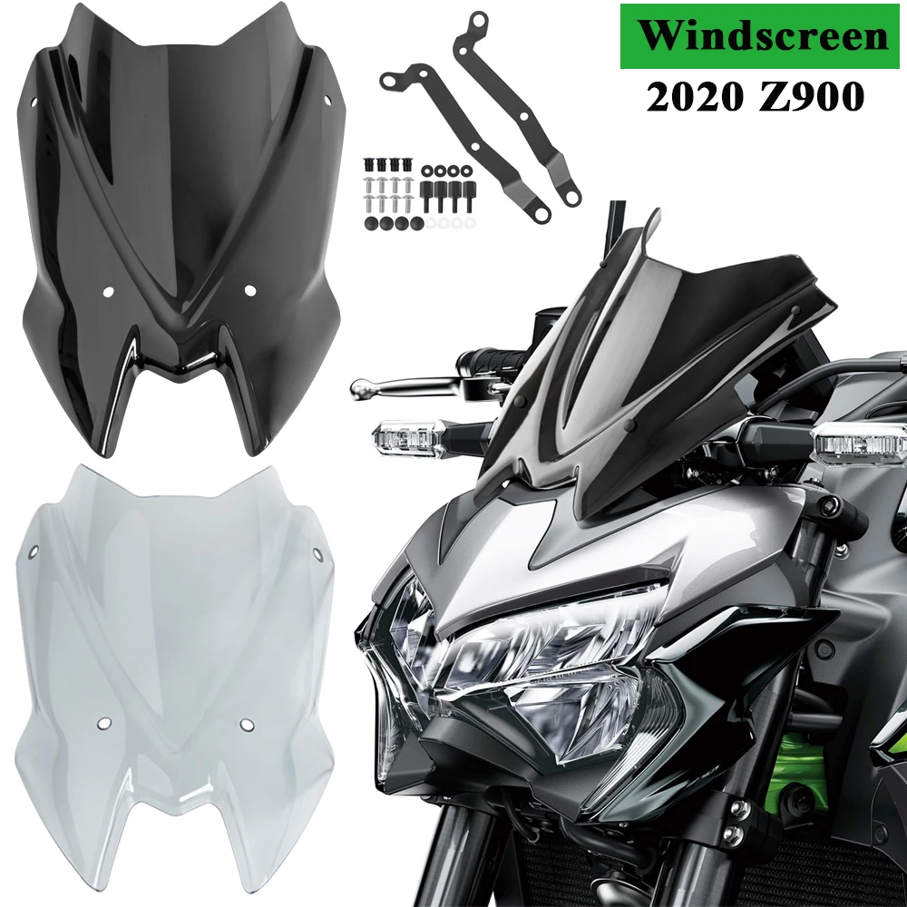 Motorcycle Windscreen Windshield Viser VIsor Double Bubble Wind Deflectos with Bracket For Kawasaki Z900 2020 2021 2022 Z 900