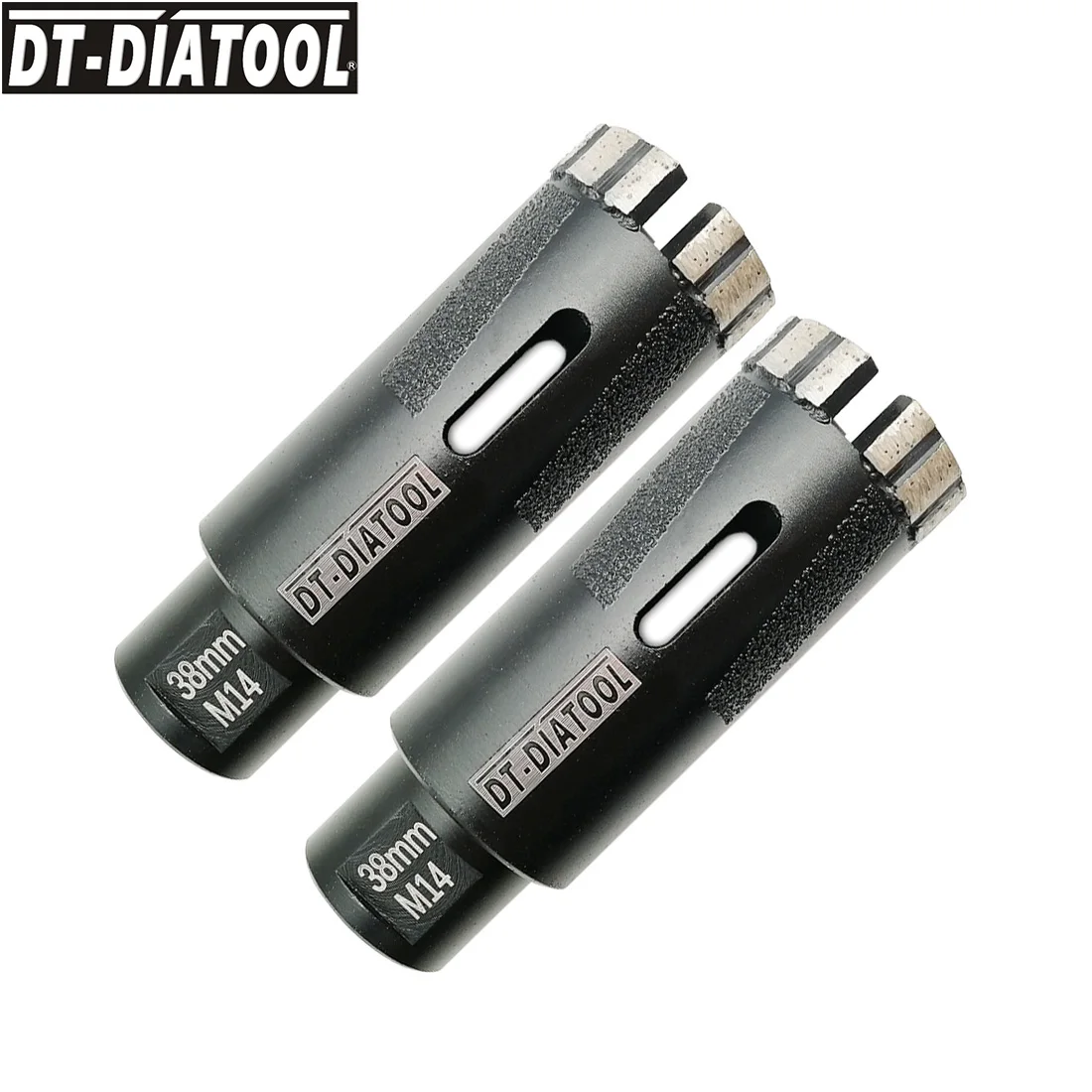 DT-DIATOOL 2pieces Dia 38mm Laser Welded Diamond Dry Drilling Hole Saw Core Bits With Side Protection M14 Connection Dry or Wet