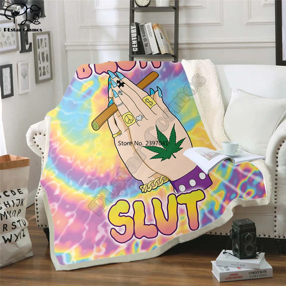 

Newest trippy Tie-dye Weed Leaf Throw Bed Blanket Sofa Chair Rest Bed Linen Home Indoor Blanket Adult Children