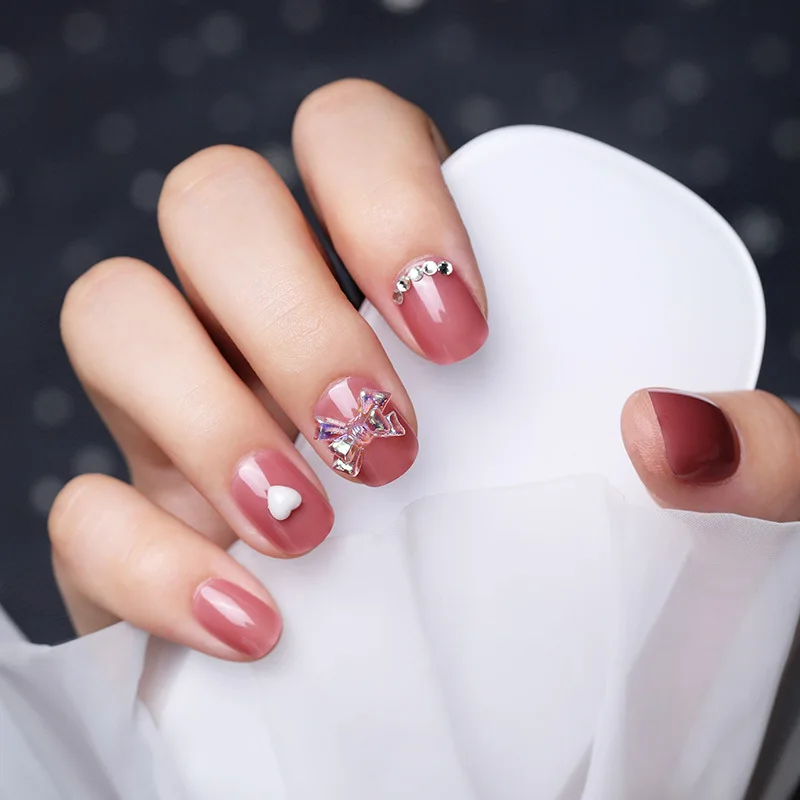 

24 PCS/ box Wholesales Fake Nails For Women Light Color Solid Color Short Nail Tips Fingernail DIY Nail Art False Nails