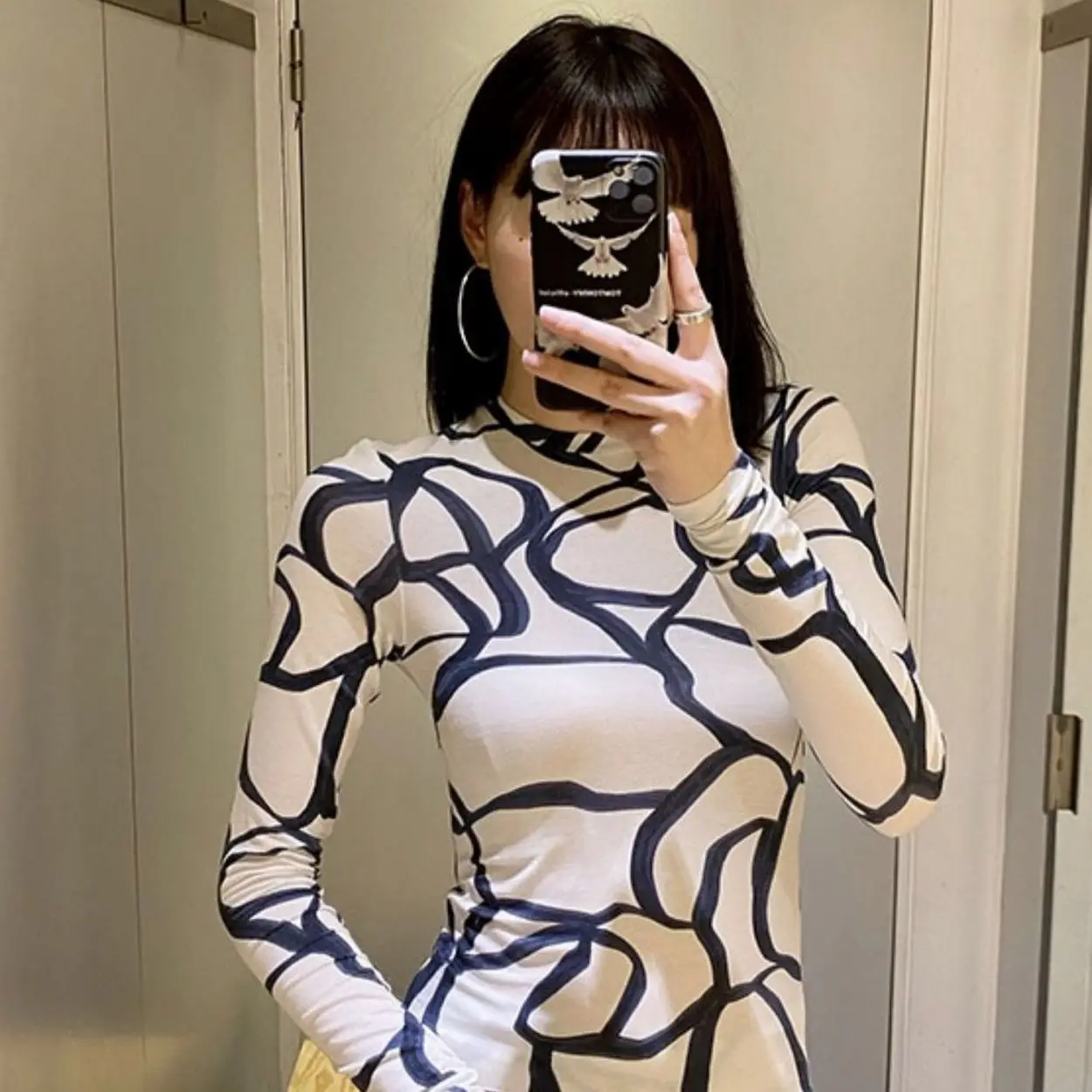 

Big Size and Fat Mm2021 Korean Version Minimalist Design Slim and Versatile Bottom Coat Elastic Long Sleeve Top Female
