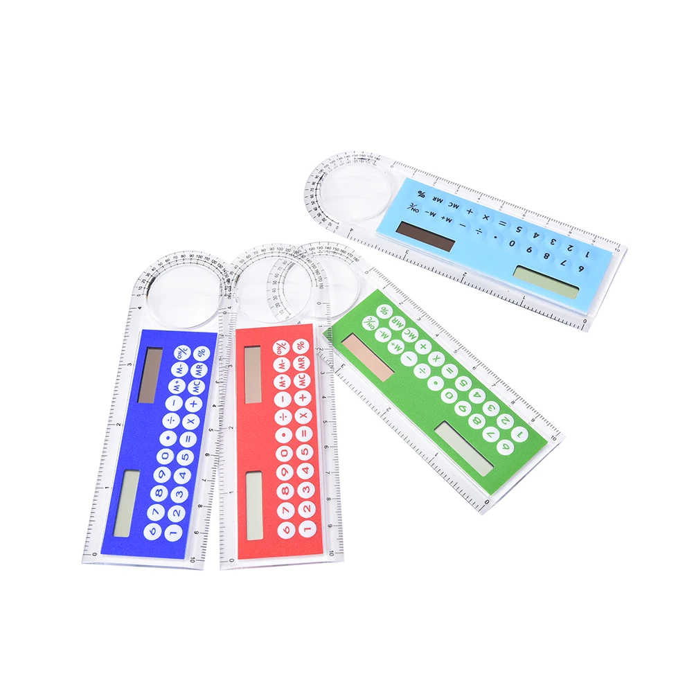 

Hot Cute Colorful Mini Portable Solar Energy Calculator Creative Multifunction Student Ruler Gift Drop Shipping
