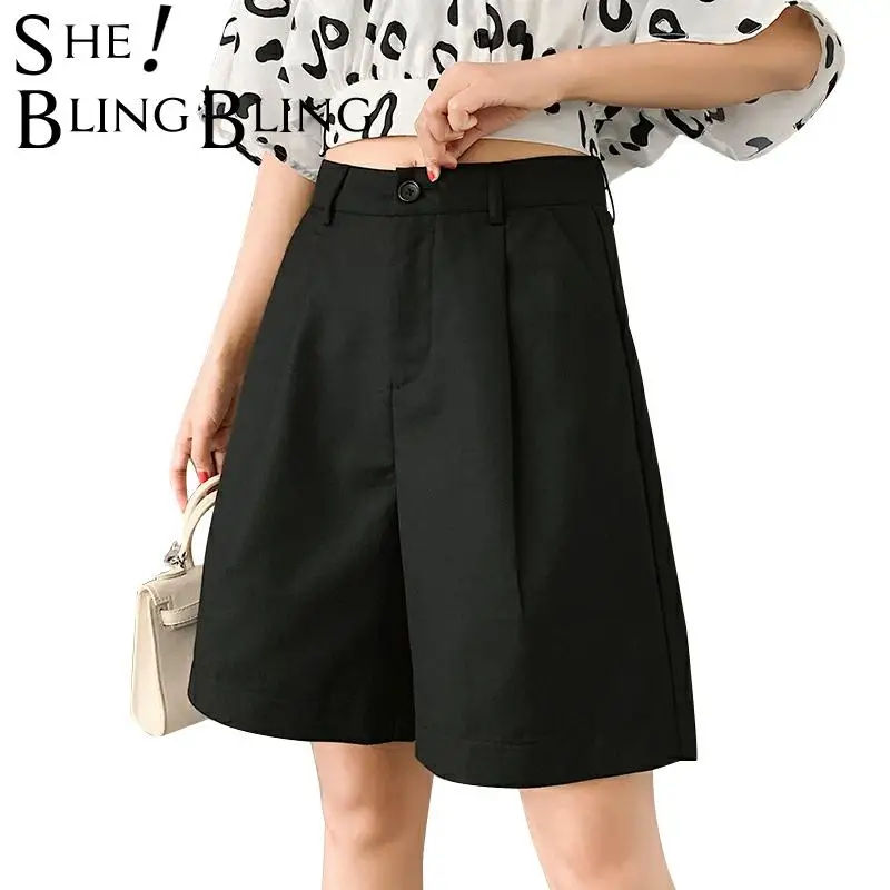 SheBlingBling Костюмы Шорты женские Harajuku с высокой талией короткие брюки прямые