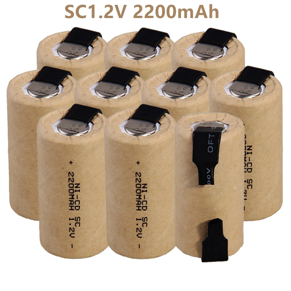 Аккумуляторы для электродрели 1-20 шт. аккумуляторы SC 1 2 в 2200 мАч перезаряжаемые Ni-Cd