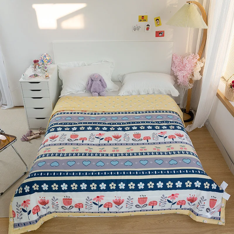 

Thin Quilt Summer Cotton Comforter Air-Condition Breathable Blanket Children Adult Natural Bed Throw Cover Drop Shipping