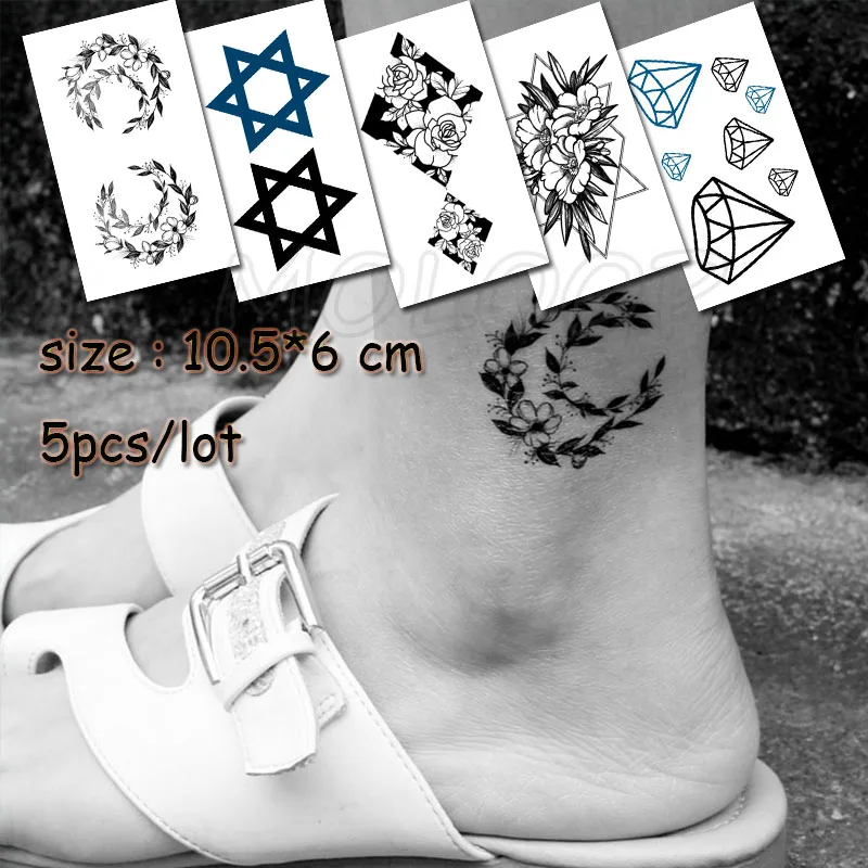 Временная тату-наклейка панда корона алмаз водостойкая имитация тату водная