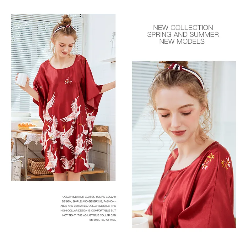YAO TING summer woman pajamas Cotton Printing Nightwear Faux Silk Satin Female Homewear fashion sexy lingerie pajamas new