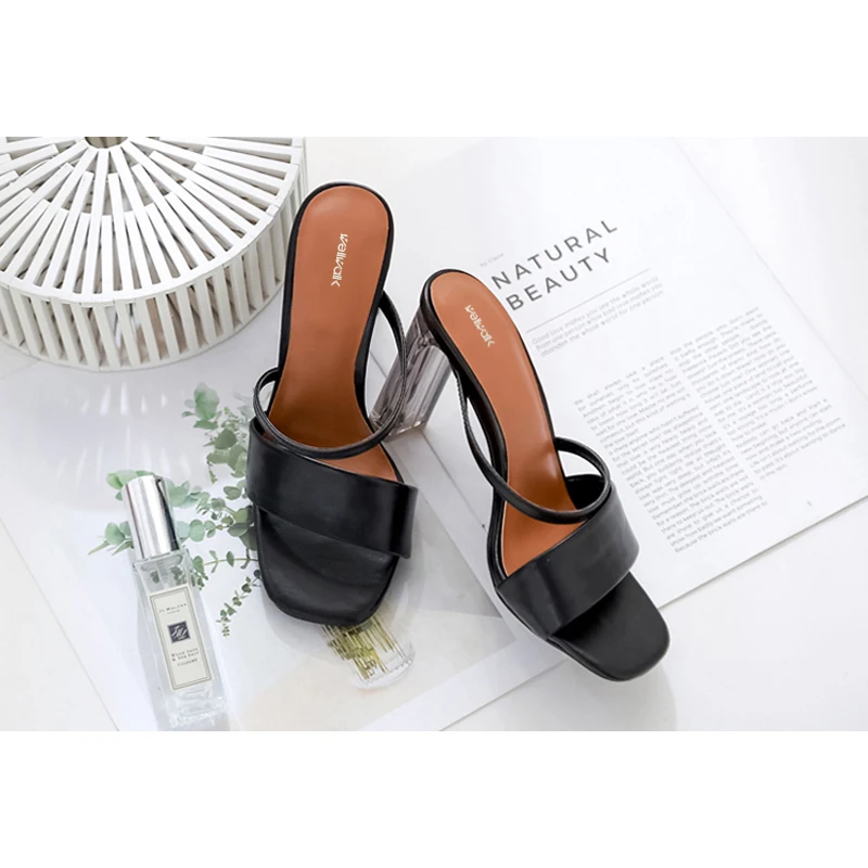 Шлепанцы женские Босоножки на каблуке туфли без задника обувь высоком с