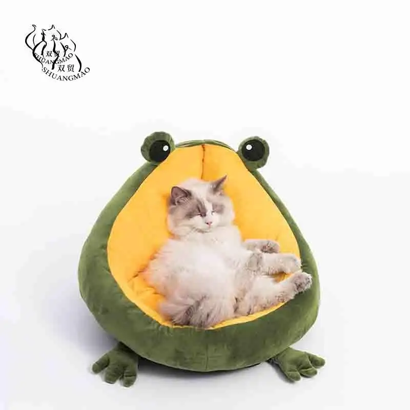 

Pet Cat's House Indoor Frog Cat Bed Warm Small Dogs Beds Portable Kitten Mat Soft Cute Sleeping Loungers Window Bag Products