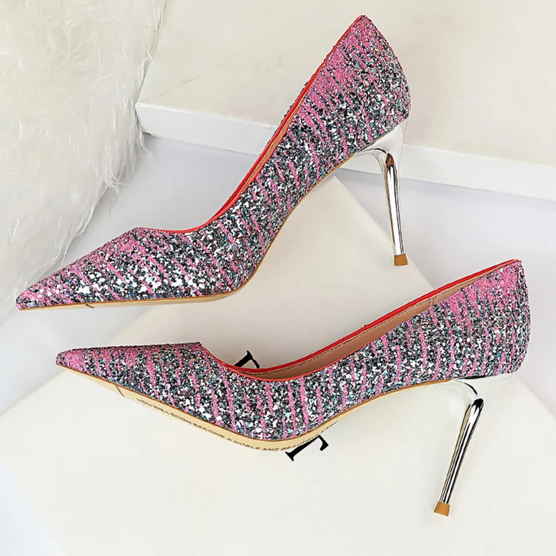 Женские блестящие туфли лодочки для стриптиза на высоком каблуке 8 5 см женские