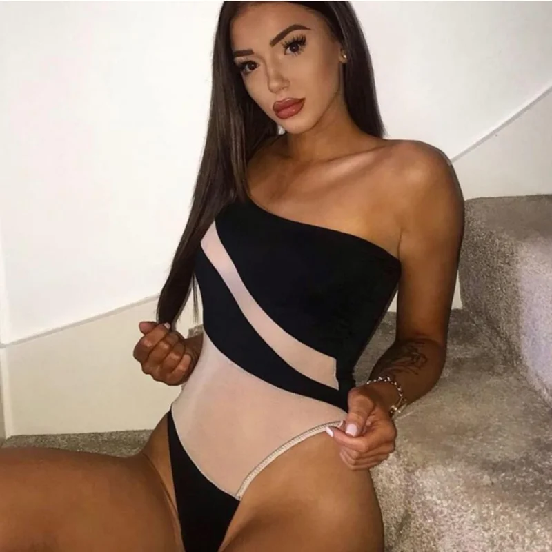 

Сексуальный сетчатый комбинезон с открытым плечом без рукавов, Летний Пляжный цельный купальный костюм для отдыха