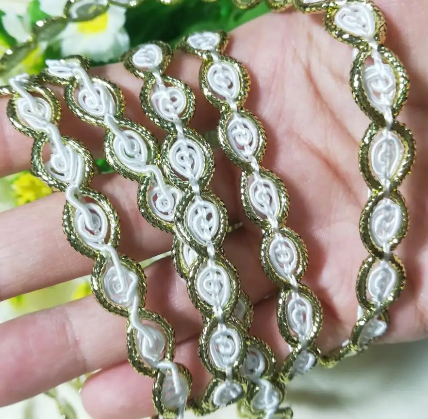 1 м последняя Золотая кружевная ткань аппликация серебряная лента см кружева