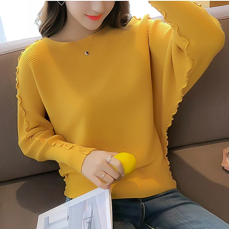 

Autumn Colorblock Stand Long Fashion Sleeve Knit Women Sweater Jumper Tops one