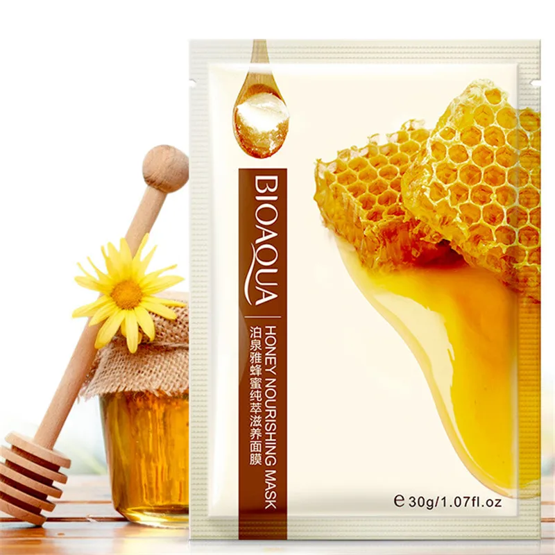 

1@# Honey Milk Aloe Moisturizing Skin Care Face Facial Mask Fresh Anti-Acne Plant Extract Oil Control Hydrating Sheet Face Mask