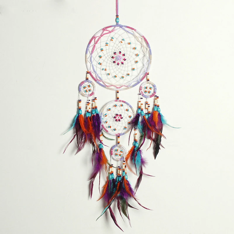Подвеска Ловец снов с красочными перьями подвеска-колокольчик настенное