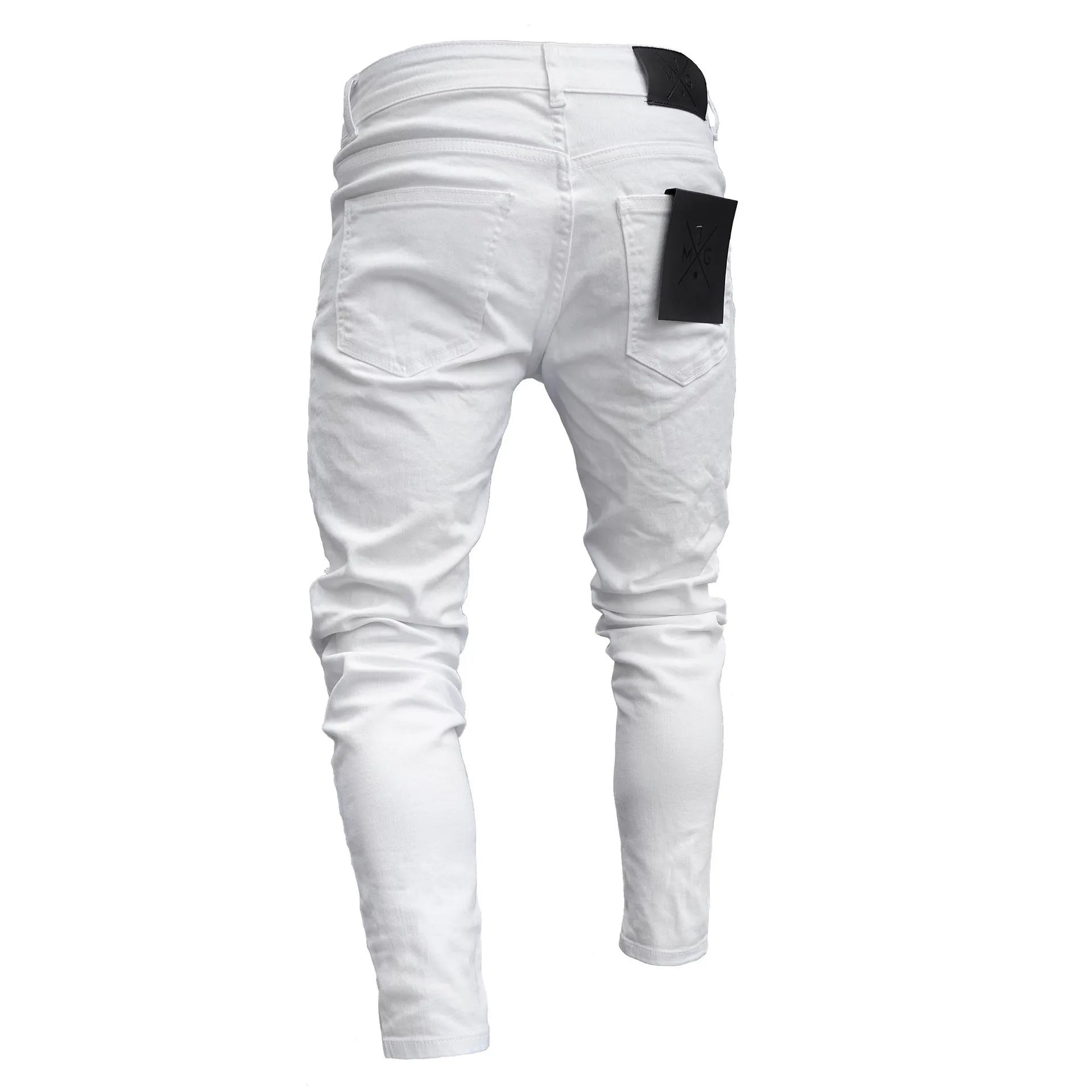 Новые модные мужские обтягивающие джинсы Rip Slim fit Стрейчевые джинсовые потертые