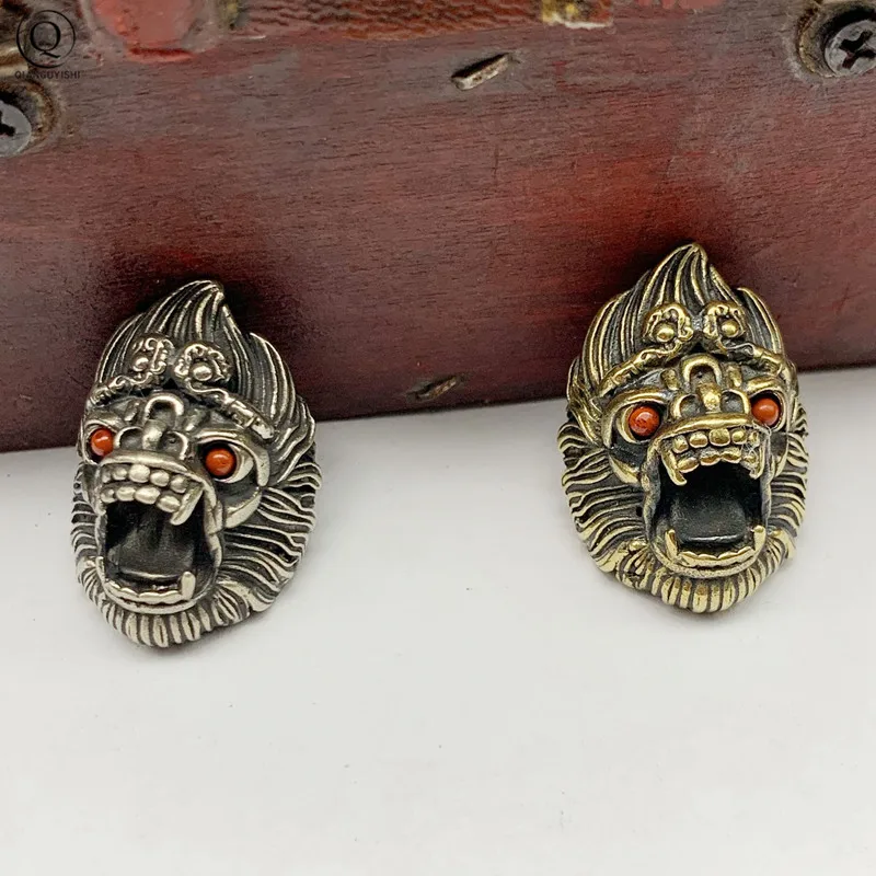 Бусины из чистой латуни в виде гнева обезьяны короля шнурок брелок подвеска