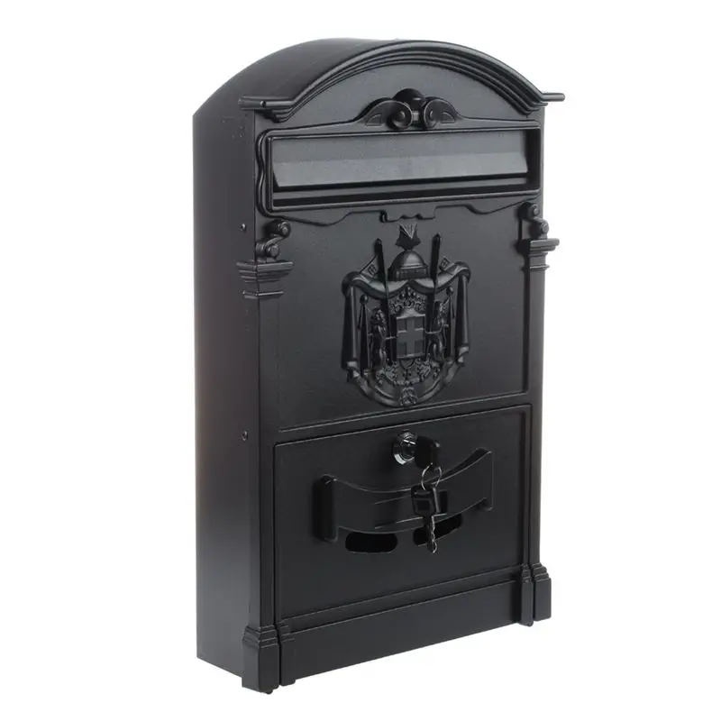 Promotion! Heavy Duty Black Aluminium Lockable Secure Mail Letter Post Box Letterbox New