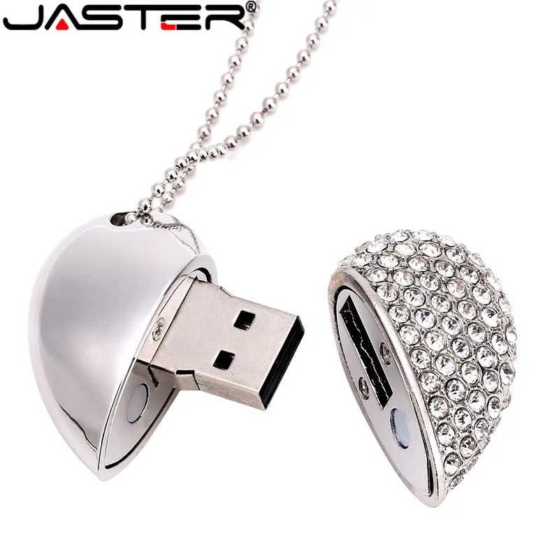 USB флеш накопитель в форме сердца JASTER металлический с цепочкой 4 ГБ 8 16 32 64 карта