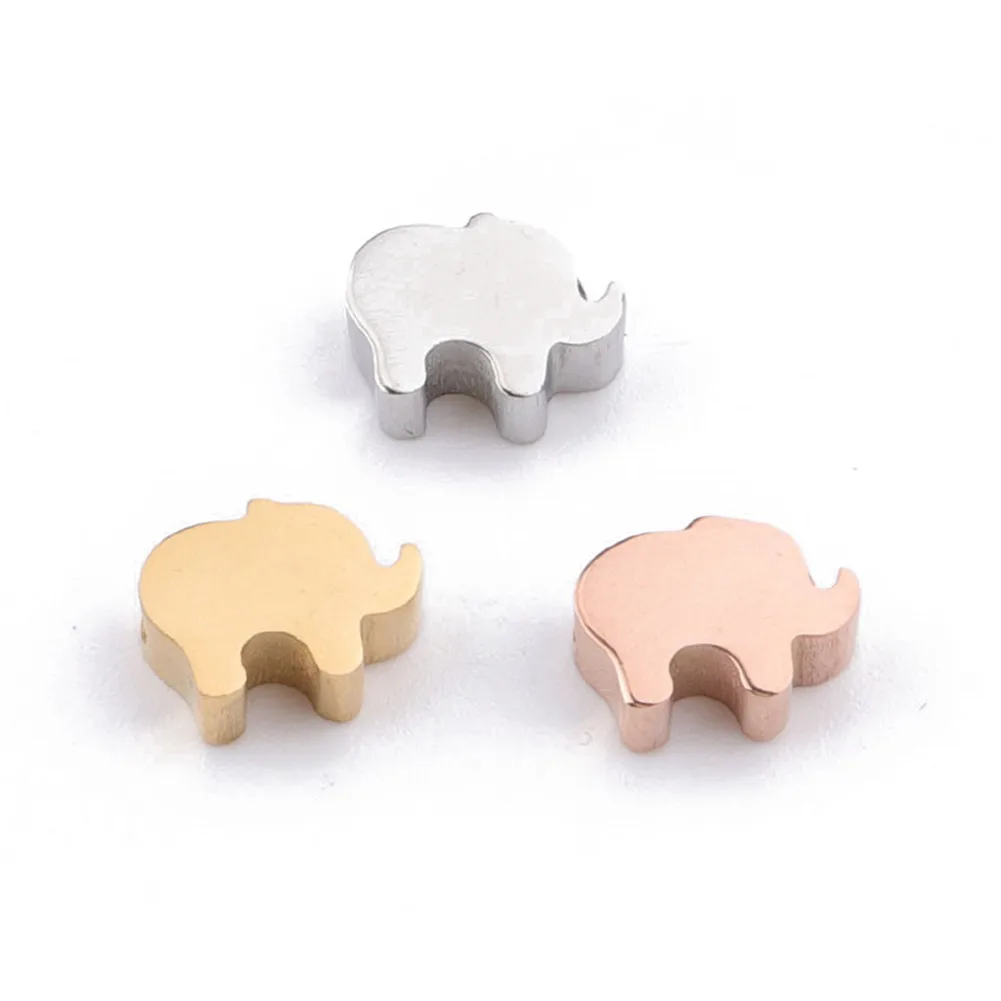 5 шт./лот полированные шармы в виде слона из нержавеющей стали с животными для