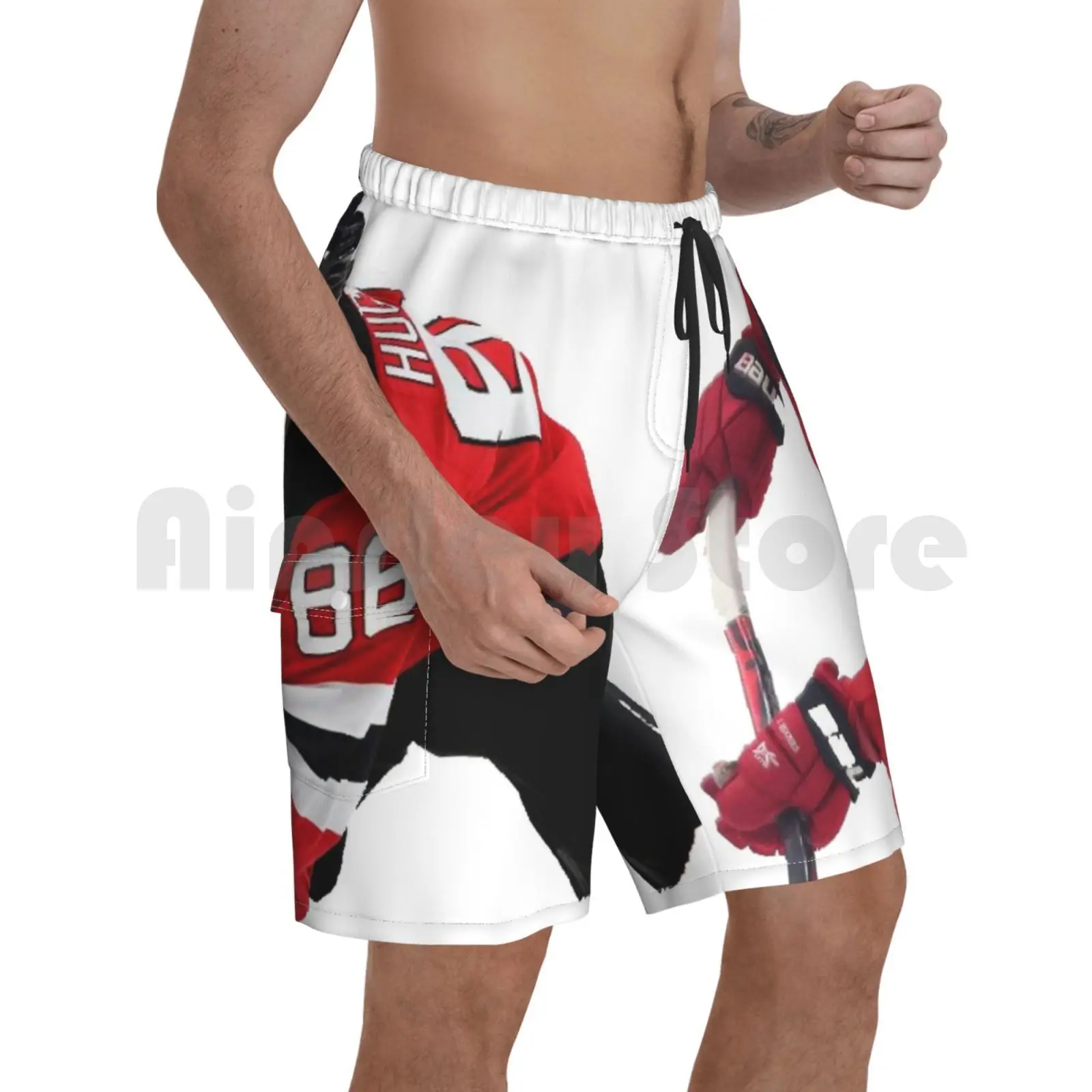 

Jack Hughes In Game! Beach Shorts Men Beach Pants Swim Trunks Jackhughes Nj Njdevils Hockey Devils Aesthetic Logo