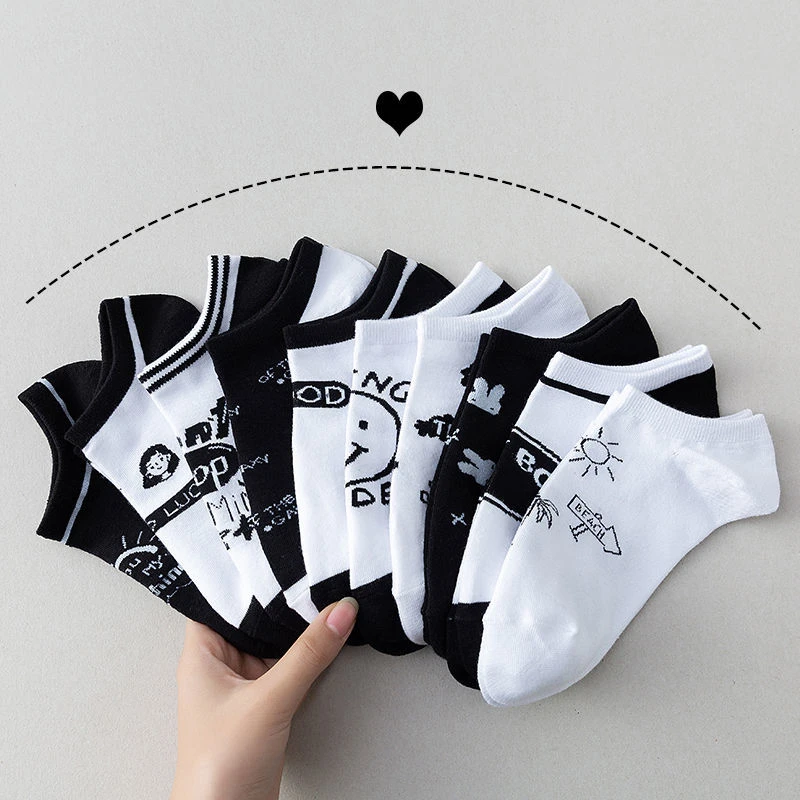 

5 Pairs Socks Women's Latest Design Boat Socks Short Summer Socks Quality Business Geometric Lattice Colorful Mens Cotton Socks