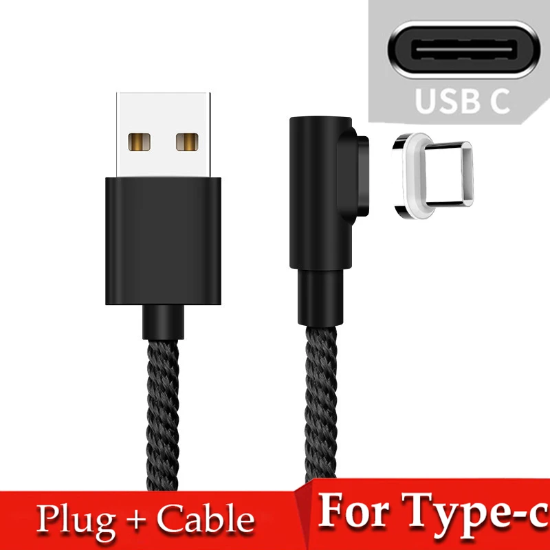 Магнитный Micro USB кабель 8 Pin USB C адаптер быстрой зарядки для iPhone Xiaomi huawei зарядное устройство Магнит Быстрой зарядки usb type C шнур - Цвет: Black For Type-c