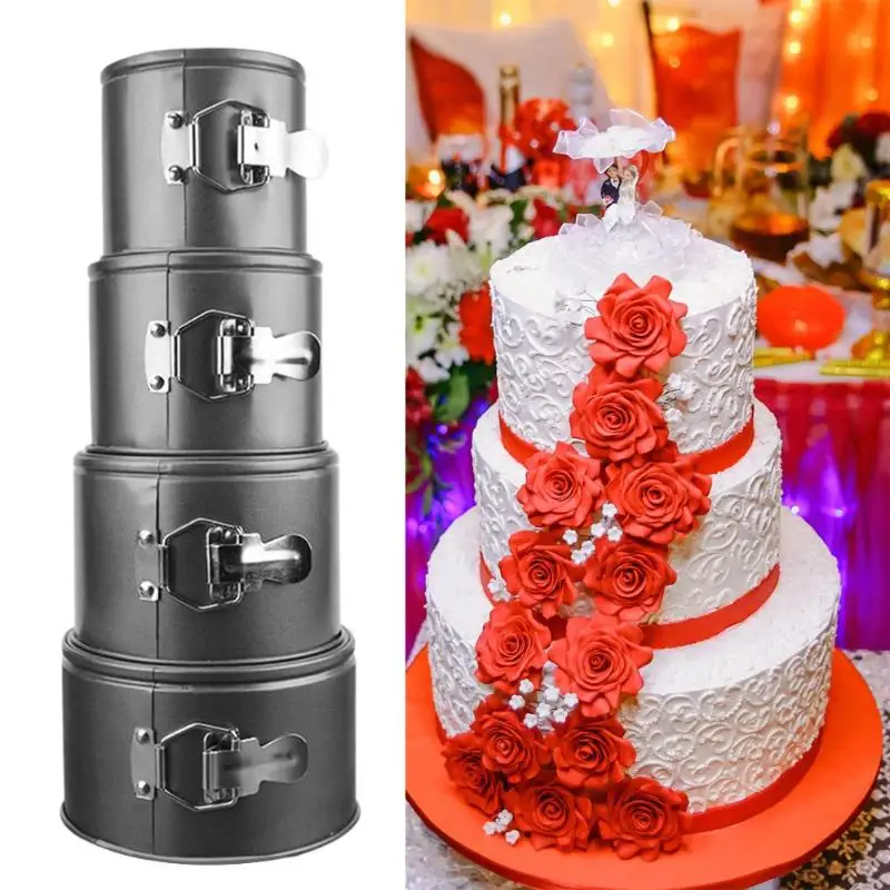 Набор из 4 жестяных антипригарных круглых тортов поднос с широкой основой для