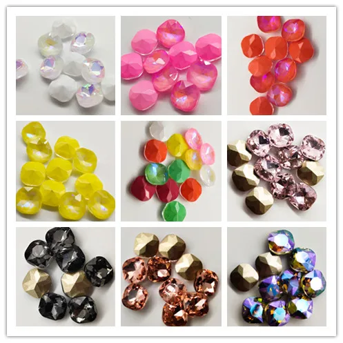 

new pattern 20pcs/pack 8x8mm Sharp bottom fat side Nail Art Rhinestones Flatback Strass Shiny Glass Nail Stones