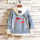 Новая крутая джинсовая куртка с аниме Акацуки, джинсовая толстовка с капюшоном Uchiha Sasuke на весну и осень, мужская и женская верхняя одежда, топы для мальчиков и девочек