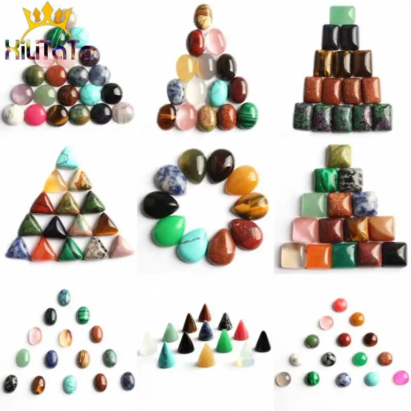 Бусины из натурального камня смешанные овальные круглые треугольные квадратные
