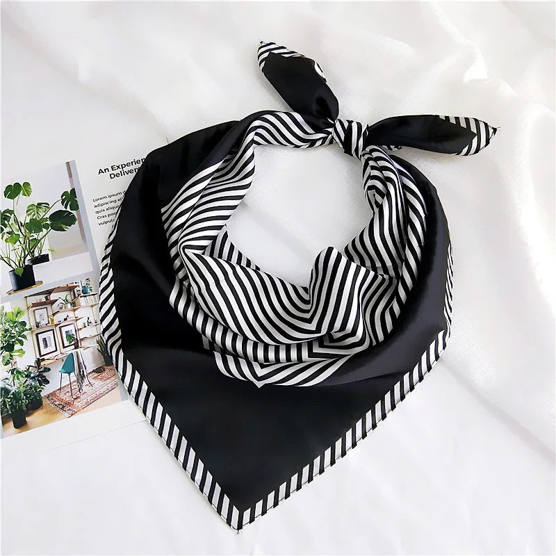 

Hair Scarf Hair Neck Satin Neckerchief Hijabs Scarves Bandana Striped PrintDecorative Headscarf Hair Tie Band Square Scarf New