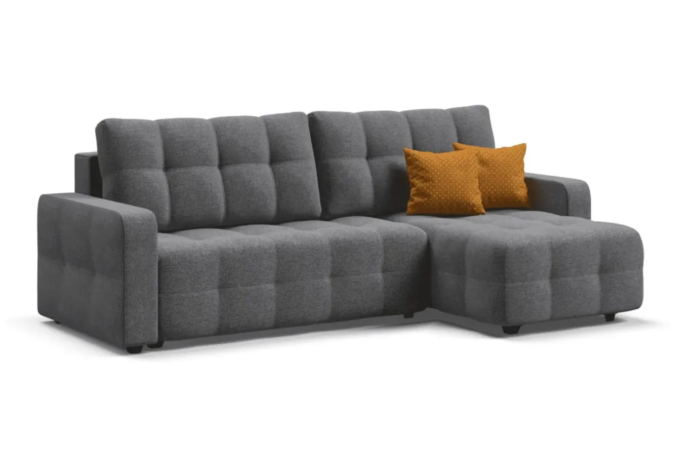 L Shaped Conversible Sofa Modern Fabric Upholstered Bed with Storage Living Room Furniture for Apartment 235x165x89 cm | Мебель
