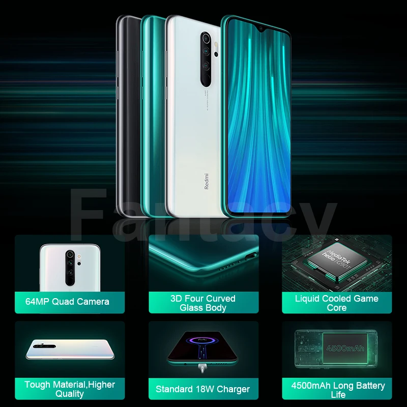 Смартфон Xiaomi Redmi Note 8 Pro 6+64 Гб 64 мп Quad Camera MTK Helio G90T 4500 мАч 18 Вт QC 3 0 UFS 2 1 | Мобильные