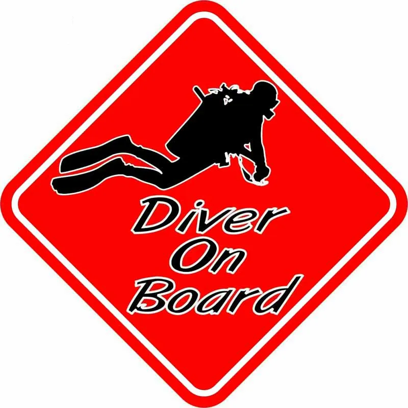 

Interesting DIVER ON BOARD Warning Mark Car Sticker Motorcycle Decals Waterproof Windshield Decals PVC 15cm X 15cm