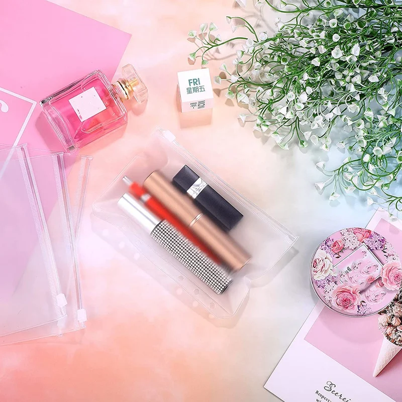 

25 Pieces Binder Pockets, Waterproof PVC Pouch Document Filing Bags, PVC Binder Pockets for 6 Ring Binder Notebooks