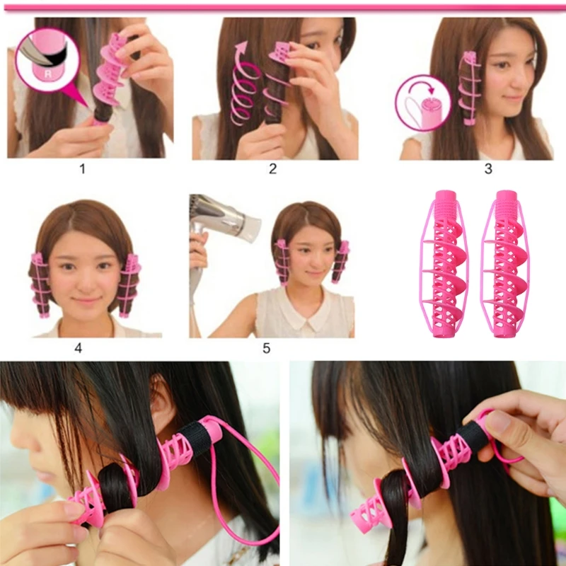 

2Pcs Hair Curlers Rollers Magic Spiral Curling DIY Hairstyle Tools Salon Beauty